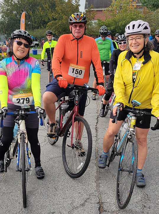 Aiko, Jeff, Laura at Ride for Food start line